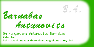 barnabas antunovits business card