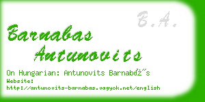 barnabas antunovits business card